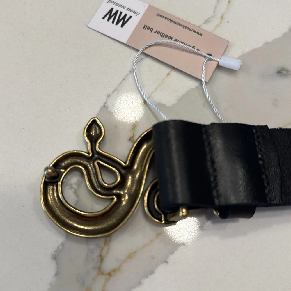 Snake buckle genuine leather belt